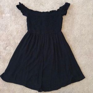 Black off the shoulder mini dress